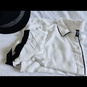 H&M cropped semi-sheer collared shirt
